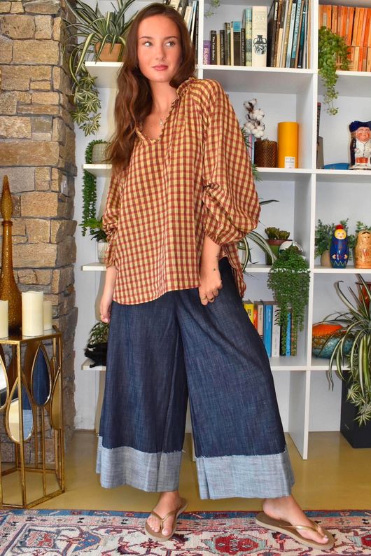Vivienne Plaid Heathcliff Blouse Olive & Russet